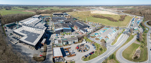 Luftbild: Das Entsorgungszentrum ECOWEST mit den Anlagenkomplexen im Frühjahr 2025 (ECOWEST VERBUND, Ulrich Fälker)